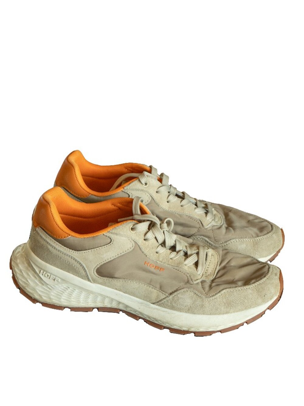 Hoff Santiago II Sneaker Beige Leather Chunky Lace Up Athletic Gym Shoe